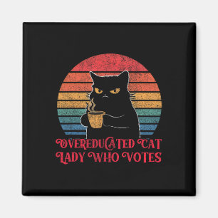 Overeducated Cat Lady Who Votes 2024 Election Vint Magnet