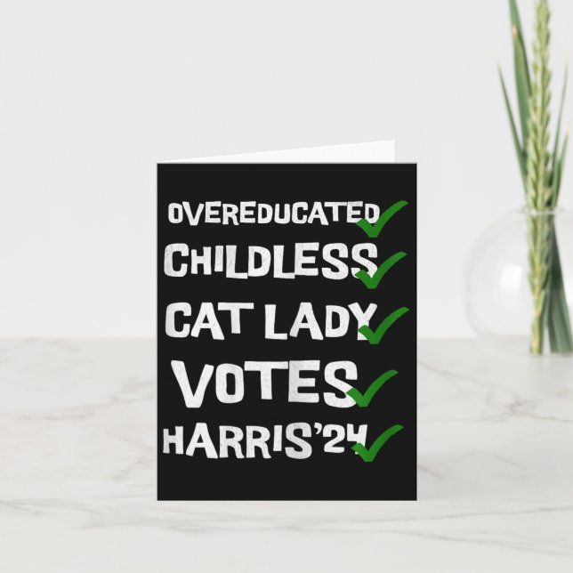 Overeducated Childless Cat Ladies Voting Kamala Ha Card (Front)