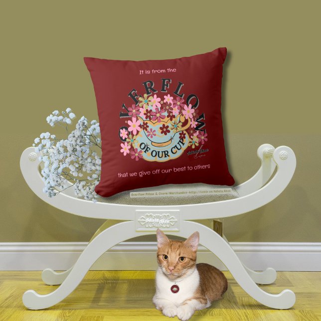 OVERFLOW Red Throw Pillow (Overflow Pillow and Charm in Red by Poet Adiela Akoo. Shop my store for more fab finds & gr8t gifts!)