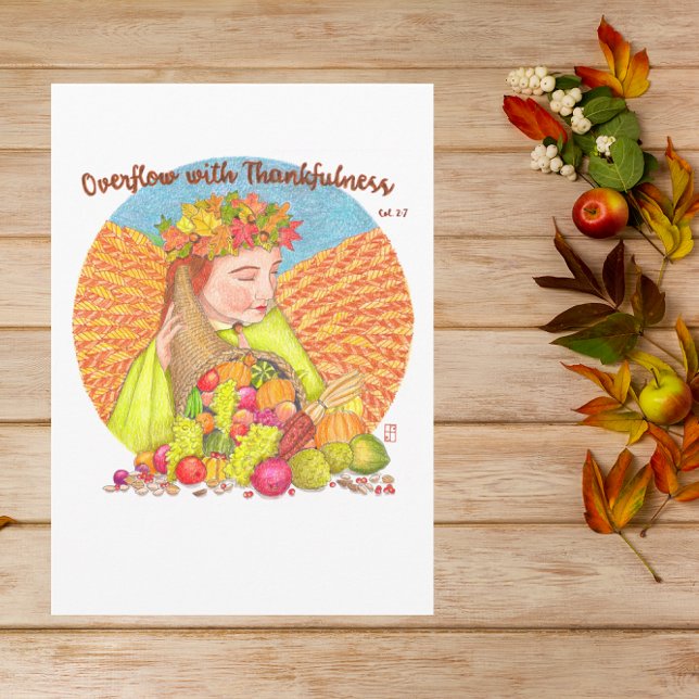 Overflow with Thankfulness Thanksgiving Card (Creator Uploaded)
