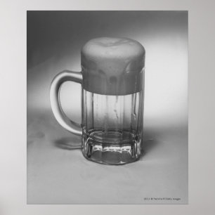 Overflowing beer glass poster