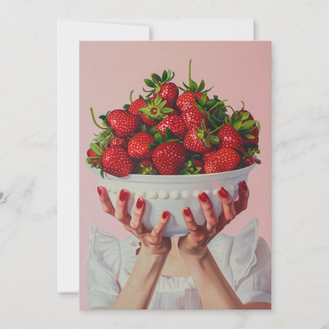 Overflowing Bowl of Strawberries  Invitation (Front)