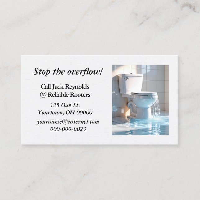 Overflowing Toilet For a Plumbing Business Card (Front)