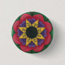 Overgrown garden mandala 3 cm round badge