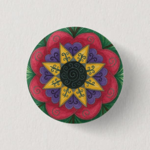 Overgrown garden mandala 3 cm round badge