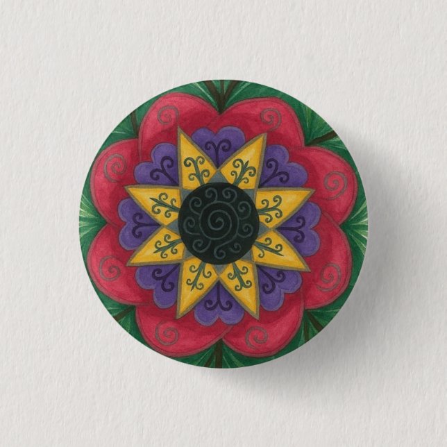Overgrown garden mandala 3 cm round badge (Front)