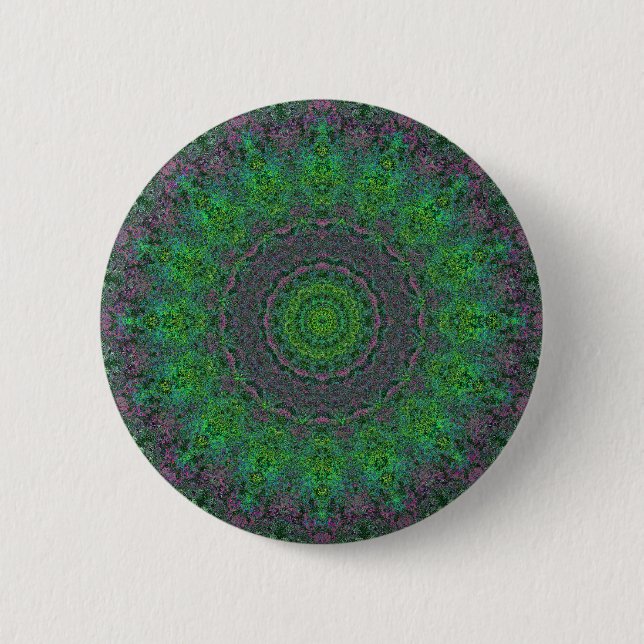 Overgrowth Green Abstract Mandala Button (Front)