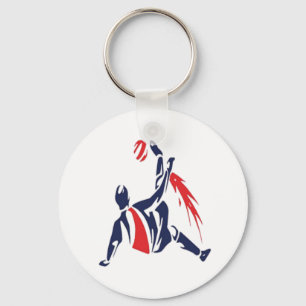 Overhead Strike: Soccer Silhouette Art Key Ring