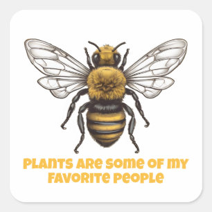 overhead view of a bumble bee square sticker