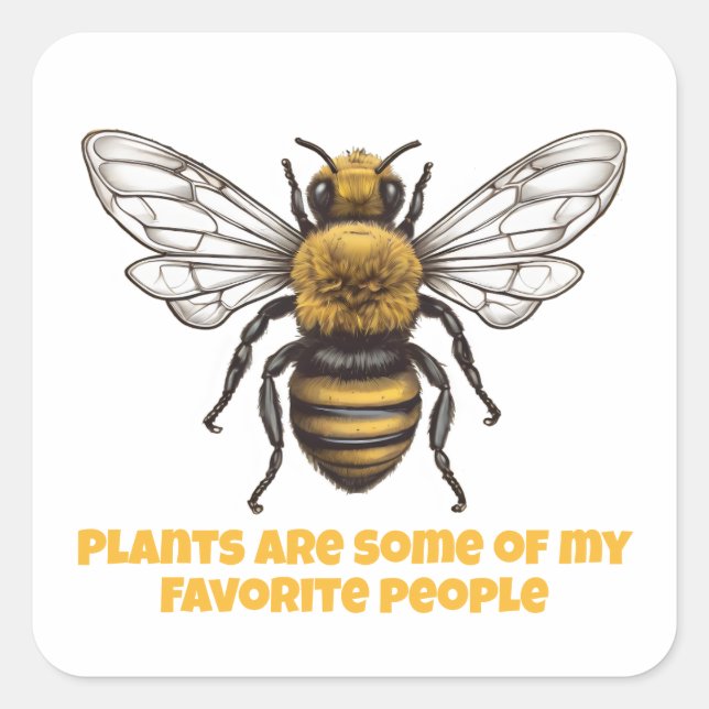 overhead view of a bumble bee square sticker (Front)
