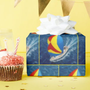 Overhead View Of a Sailboat With Spinnaker Wrapping Paper