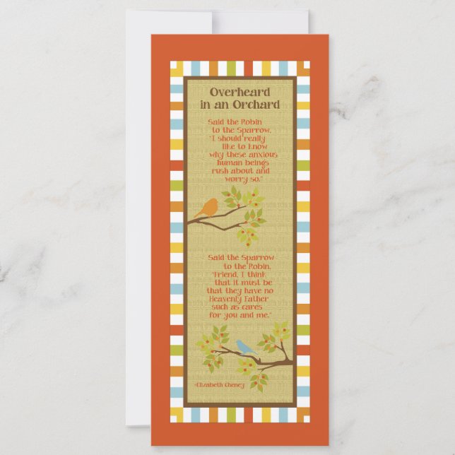 Overheard in an Orchard (Robin & Sparrow) Bookmark (Front)
