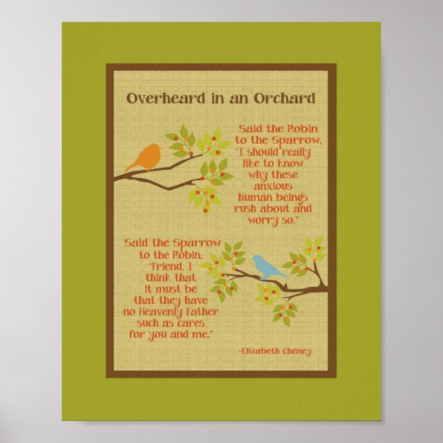 "Overheard in an Orchard" (Robin & Sparrow) Print (Front)