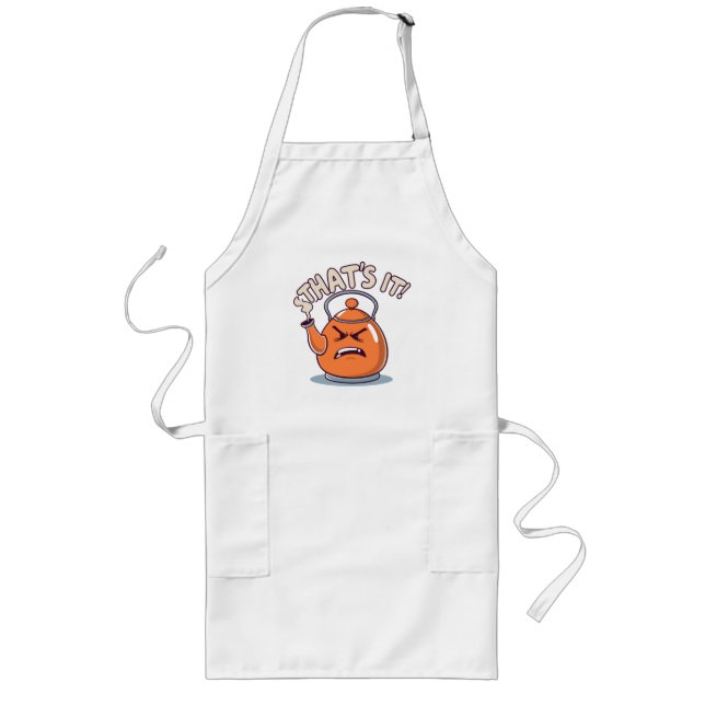 Overheated - Funny Whistling Kettle Long Apron (Front)