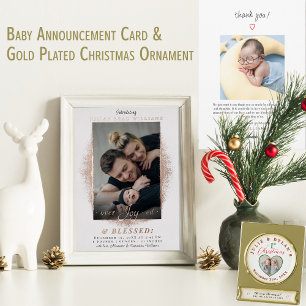 Overjoyed Blessed Photo Holiday Birth Announcement
