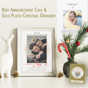 Overjoyed Blessed Photo Holiday Birth Announcement