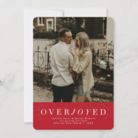 Overjoyed red vertical holiday save the date