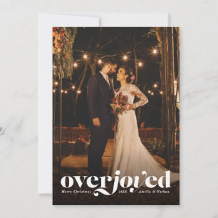 Overjoyed vertical newlywed holiday card