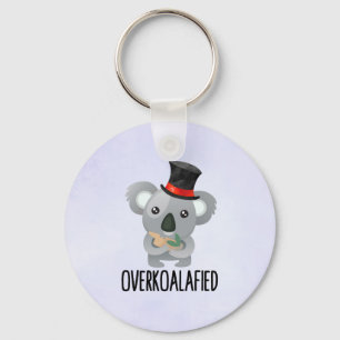 Overkoalafied Pun Cute Koala in Top Hat Key Ring
