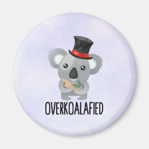 Overkoalafied Pun Cute Koala in Top Hat Magnet