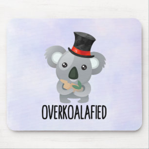 Overkoalafied Pun Cute Koala in Top Hat Mouse Pad