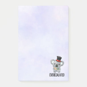 Overkoalafied Pun Cute Koala in Top Hat Post-it Notes