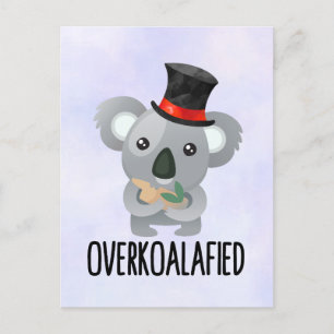 Overkoalafied Pun Cute Koala in Top Hat Postcard