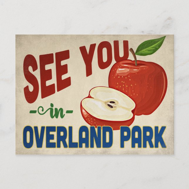 Overland Park Kansas Apple - Vintage Travel Postcard (Front)