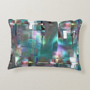 Overlap of gradient green and colored in soft neon decorative cushion