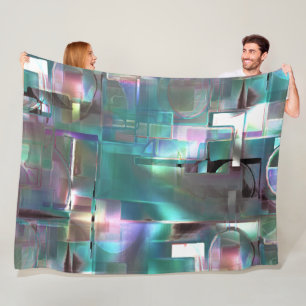 Overlap of gradient green and coloured in soft neo fleece blanket
