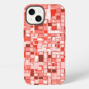 Overlap of small squares, tones of red or coral iPhone 13 case