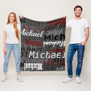 Overlapped Names all-over Dark-Grey Fleece Blanket