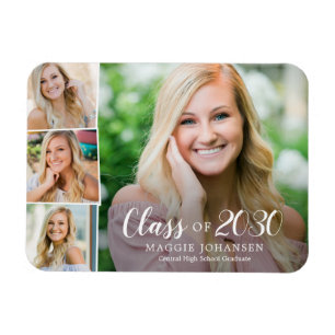 Overlapped Photos Graduation Announcement Magnet