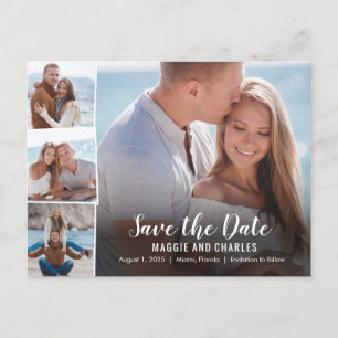 Overlapped Photos Save The Date Postcard