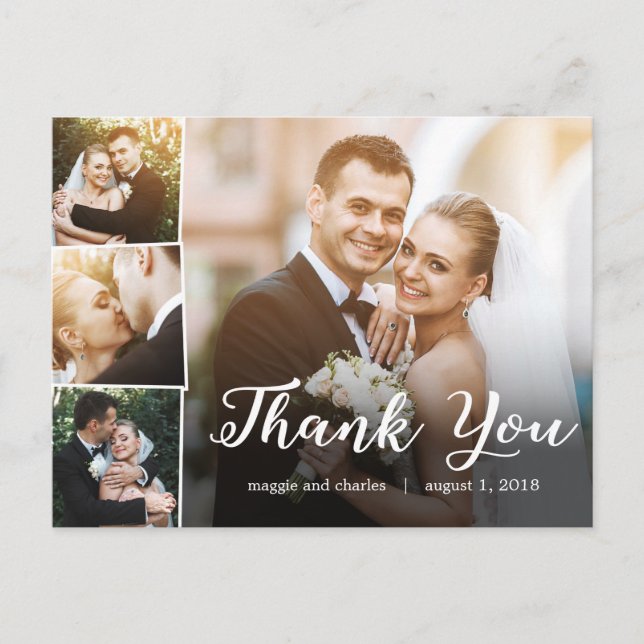 Overlapped Photos Wedding Thank You Card Postcard (Front)
