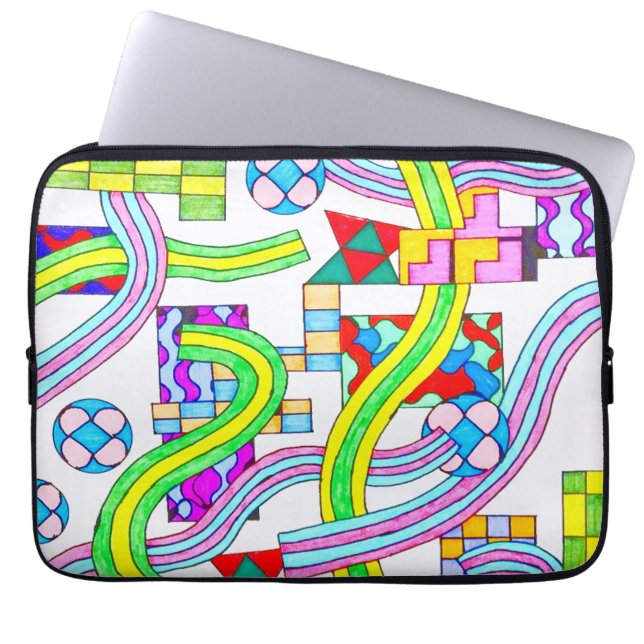 Overlapped with Curves Laptop Sleeve (Front)