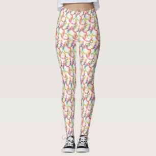 Overlapping Abstract Hearts Pattern Leggings