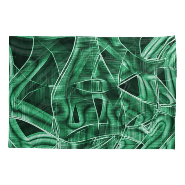 Overlapping and crossed green acrylic cutouts pillowcase (Back-Left)