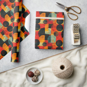 Overlapping Circles and Squares, Bauhaus Inspired Wrapping Paper