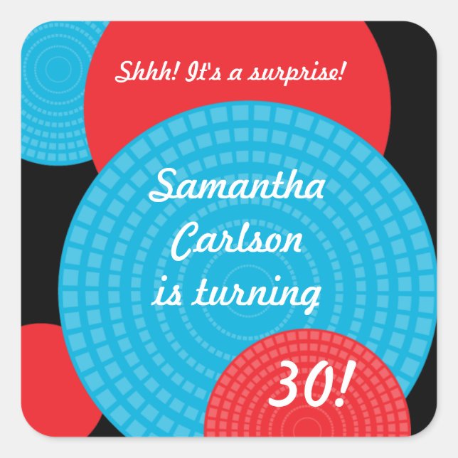 Overlapping Circles Birthday Sticker (Front)