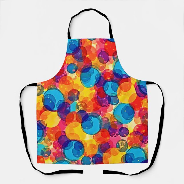 Overlapping Circles Color Chaos Art Apron (Front)