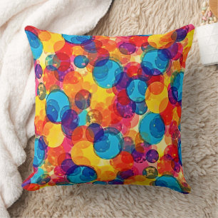 Overlapping Circles Color Chaos Art Cushion