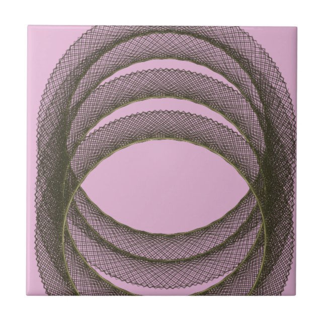 overlapping circles in purple background abstract ceramic tile (Front)