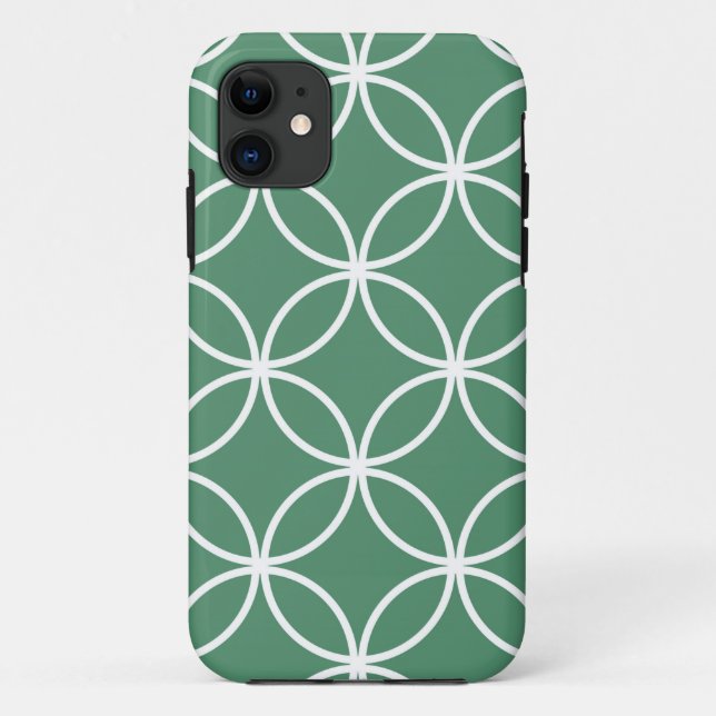 Overlapping Circles Pattern Sage Green White Case-Mate iPhone Case (Back)