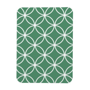 Overlapping Circles Pattern Sage Green White Magnet