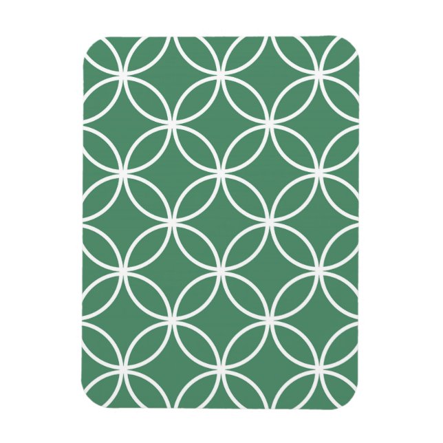 Overlapping Circles Pattern Sage Green White Magnet (Vertical)