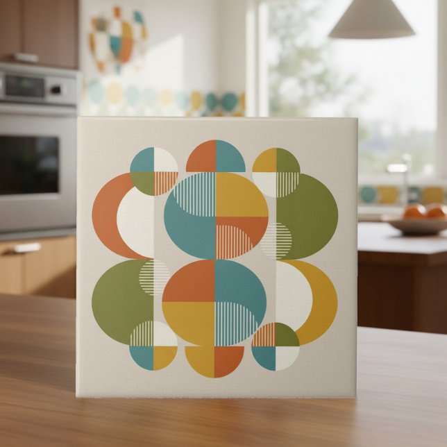 Overlapping Circles Pop Art Mid-Century #3 ID1224 Ceramic Tile (Creator Uploaded)