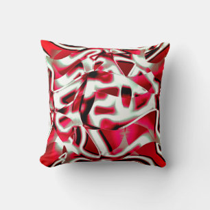 Overlapping curved ribbon in vivid red cushion