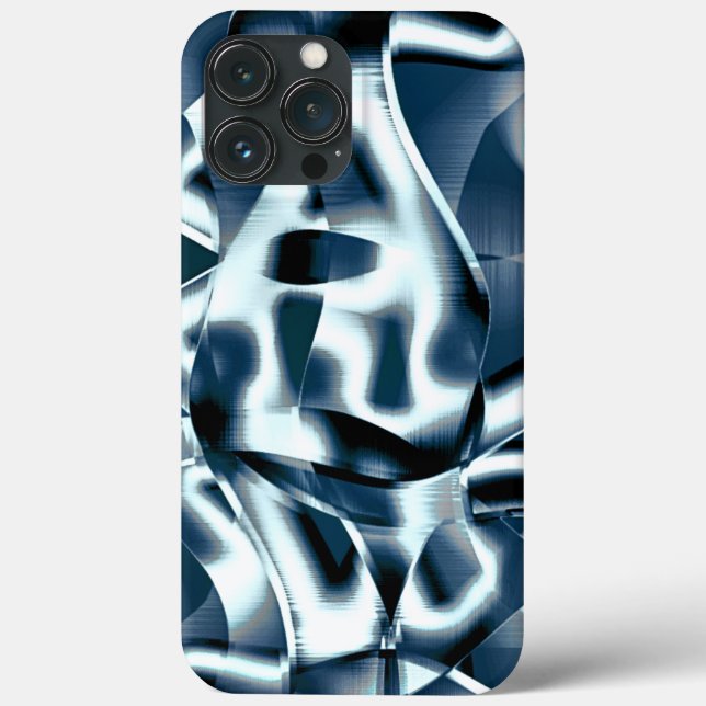 Overlapping curved ribbons, chromed tones on blue  Case-Mate iPhone case (Back)