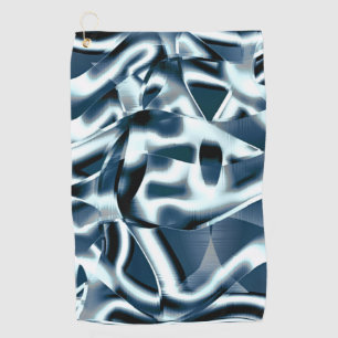 Overlapping curved ribbons, chromed tones on blue golf towel